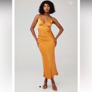 Bardot Women’s Maxi Satin Dress in Orange Size M /US 8 with Tie Back, Straps